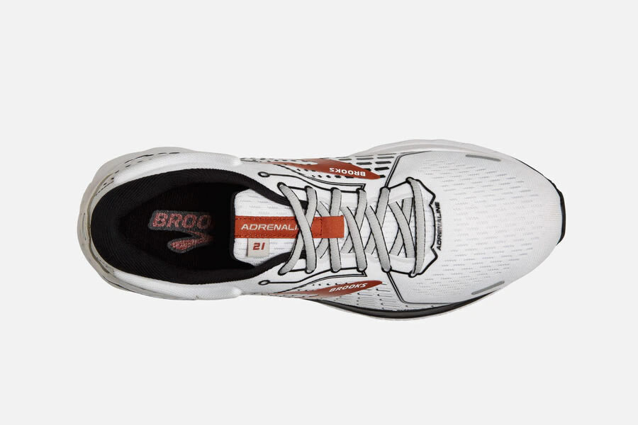 Brooks Adrenaline GTS 21 Men\'s Road Running Shoes White/Black/Orange